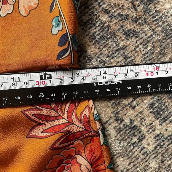 Cantonwalker Women Satin Slip Dress XS Cowl Neck Orange Floral Slit Sexy 90s Y2K - Picture 16 of 16